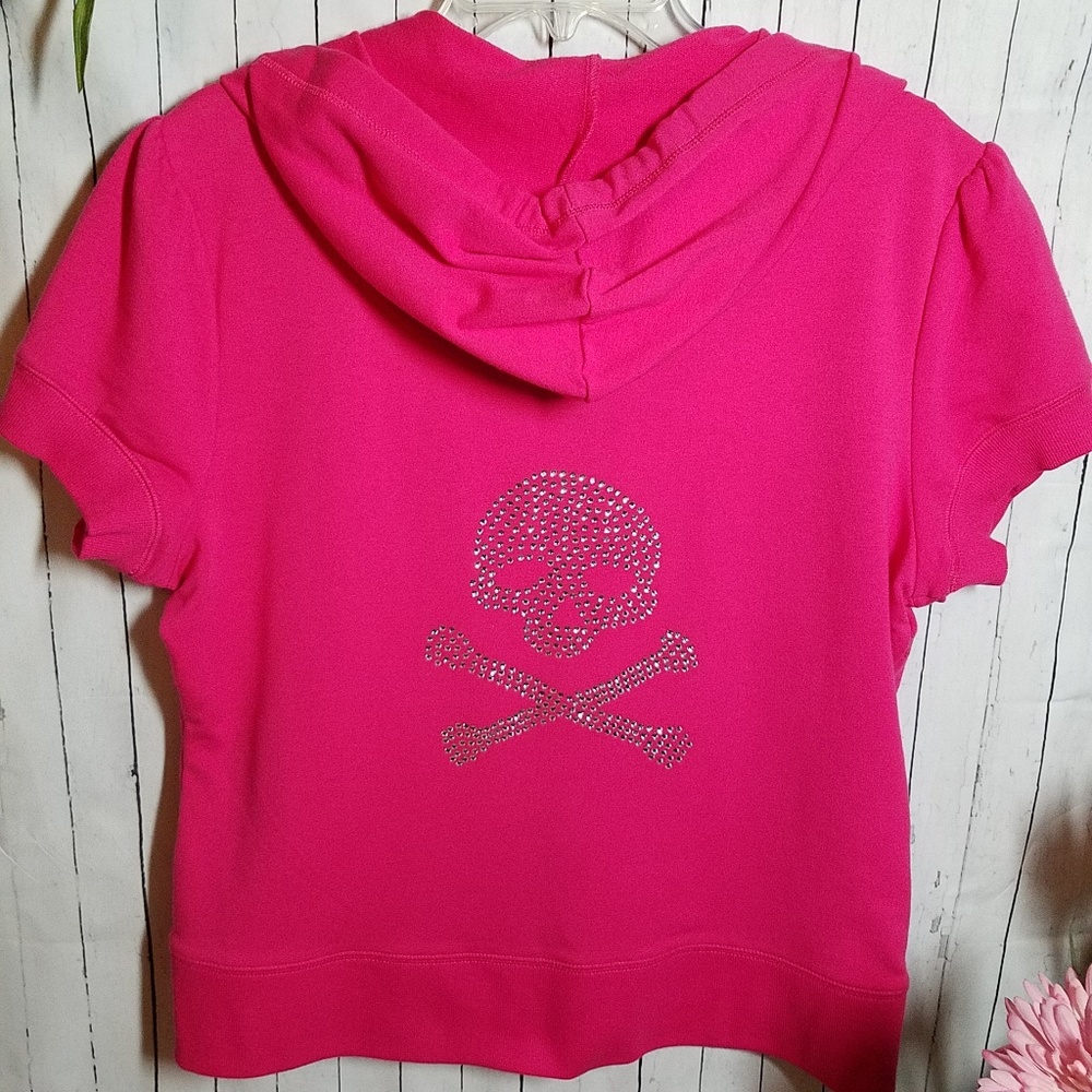 Arizona Jean Co Crystal Embellished Skull Hoodie